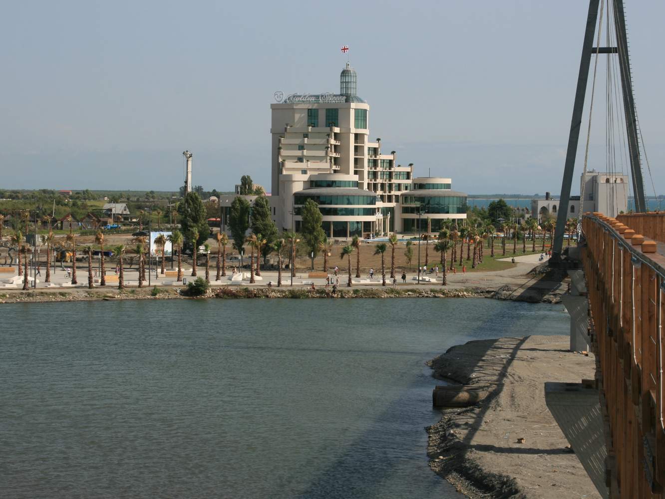 The Black Sea shore at Anaklia in western Georgia, a flat coastal expanse looking out over the water where the new deepwater port is being built.